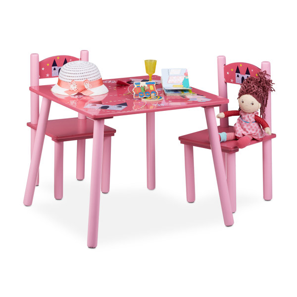 Zoomie Kids Clarina Wooden Tea Party Children's 3 Piece Table and Chair Set Wayfair.co.uk
